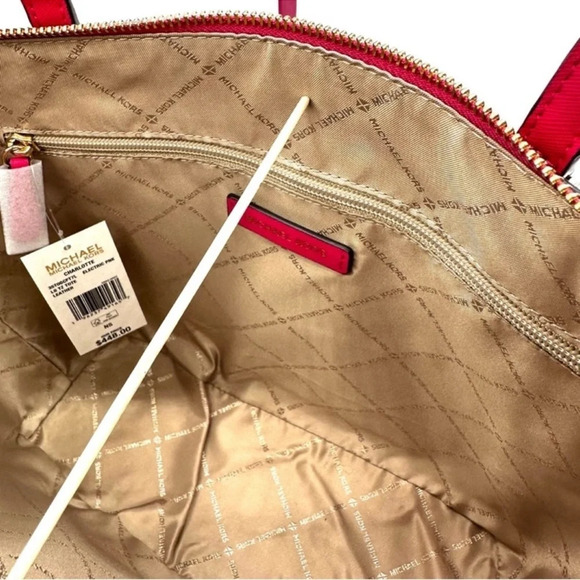 Michael Kors Large Charlotte Tote Bag Electric Pink - Picture 11 of 12